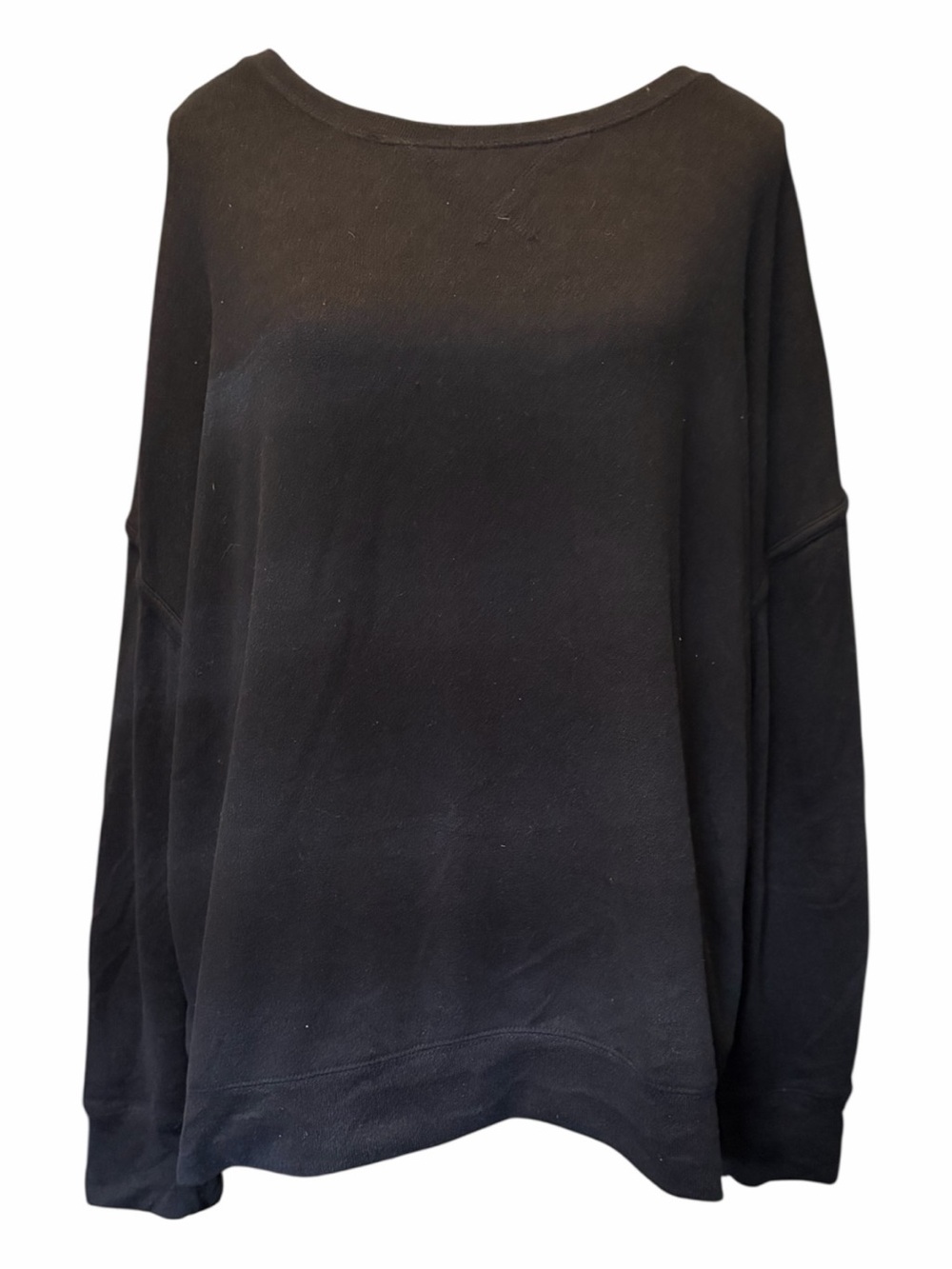 Black Oversized Crewneck Sweatshirt with Drop Shoulder